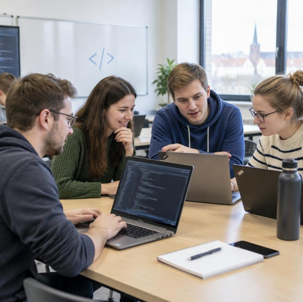 Group of students collaborating during a workshop