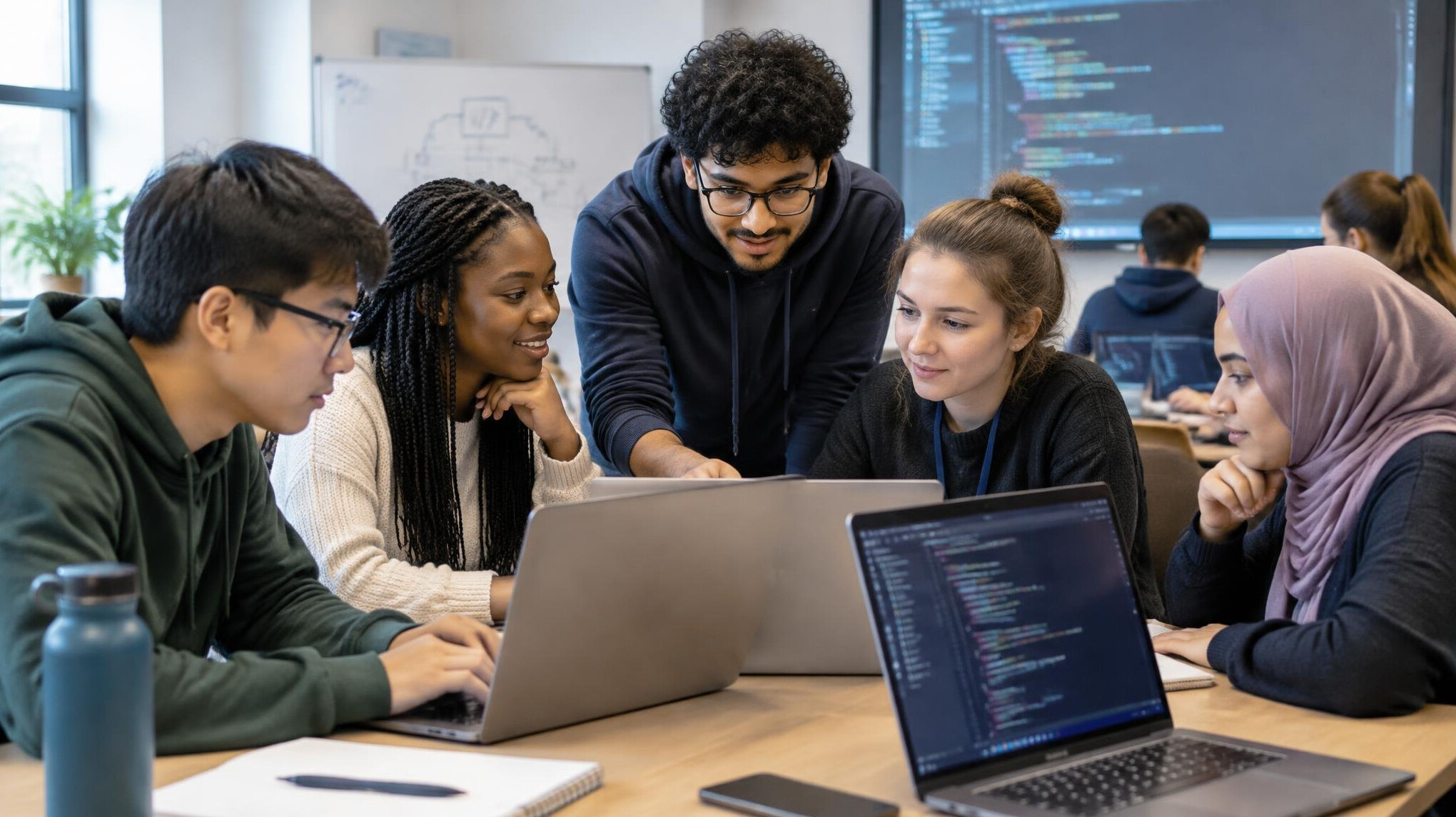group of students in coding workshop