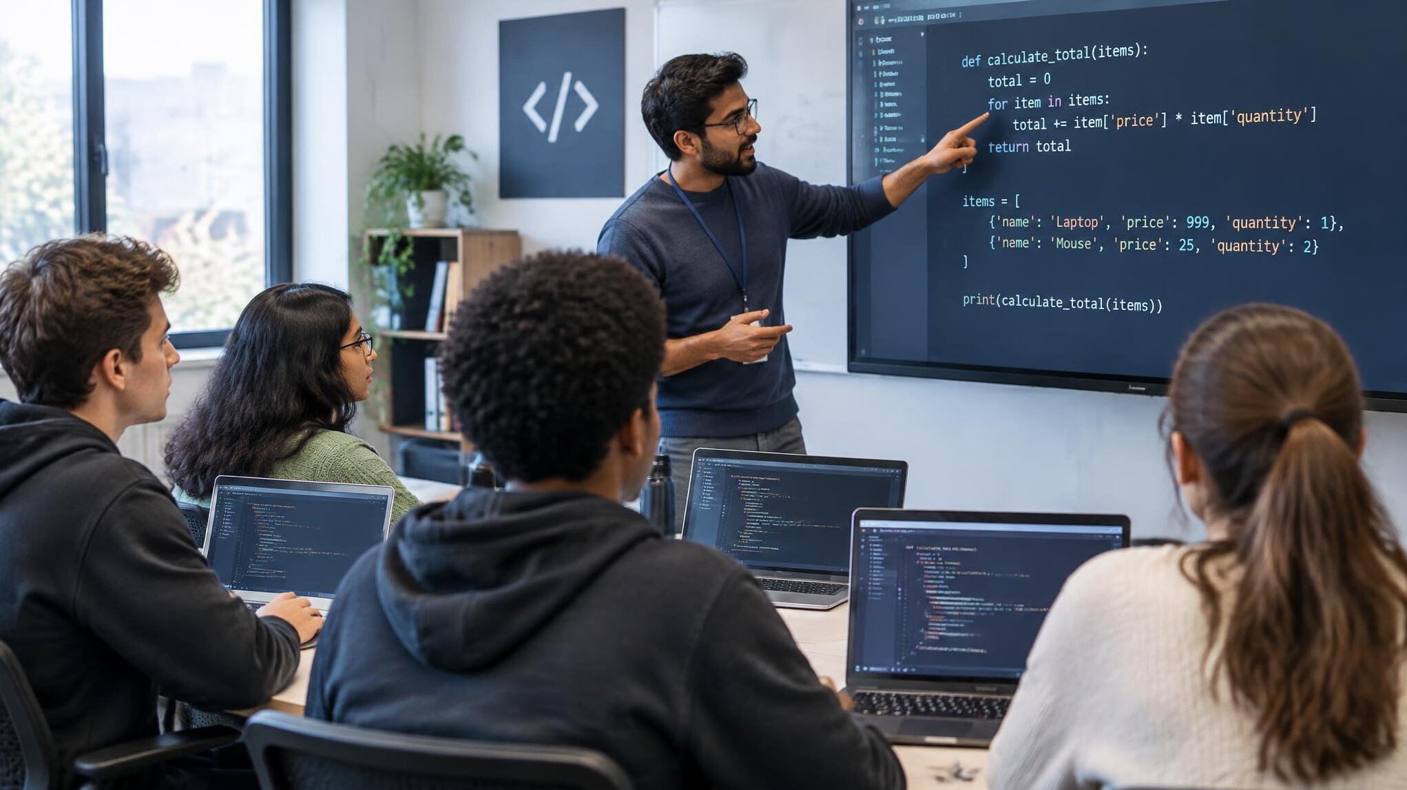 students learning coding