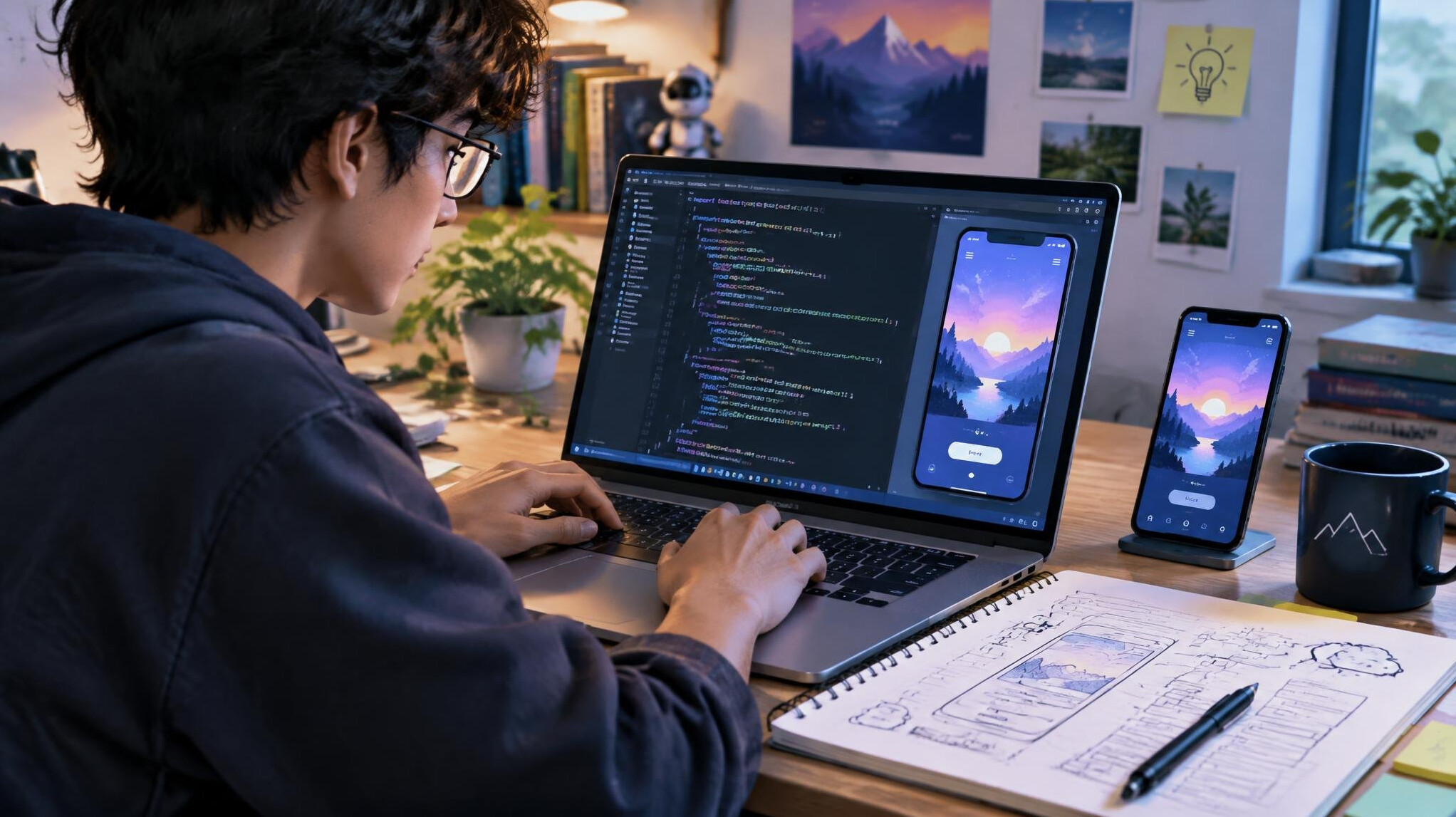 young person coding creatively