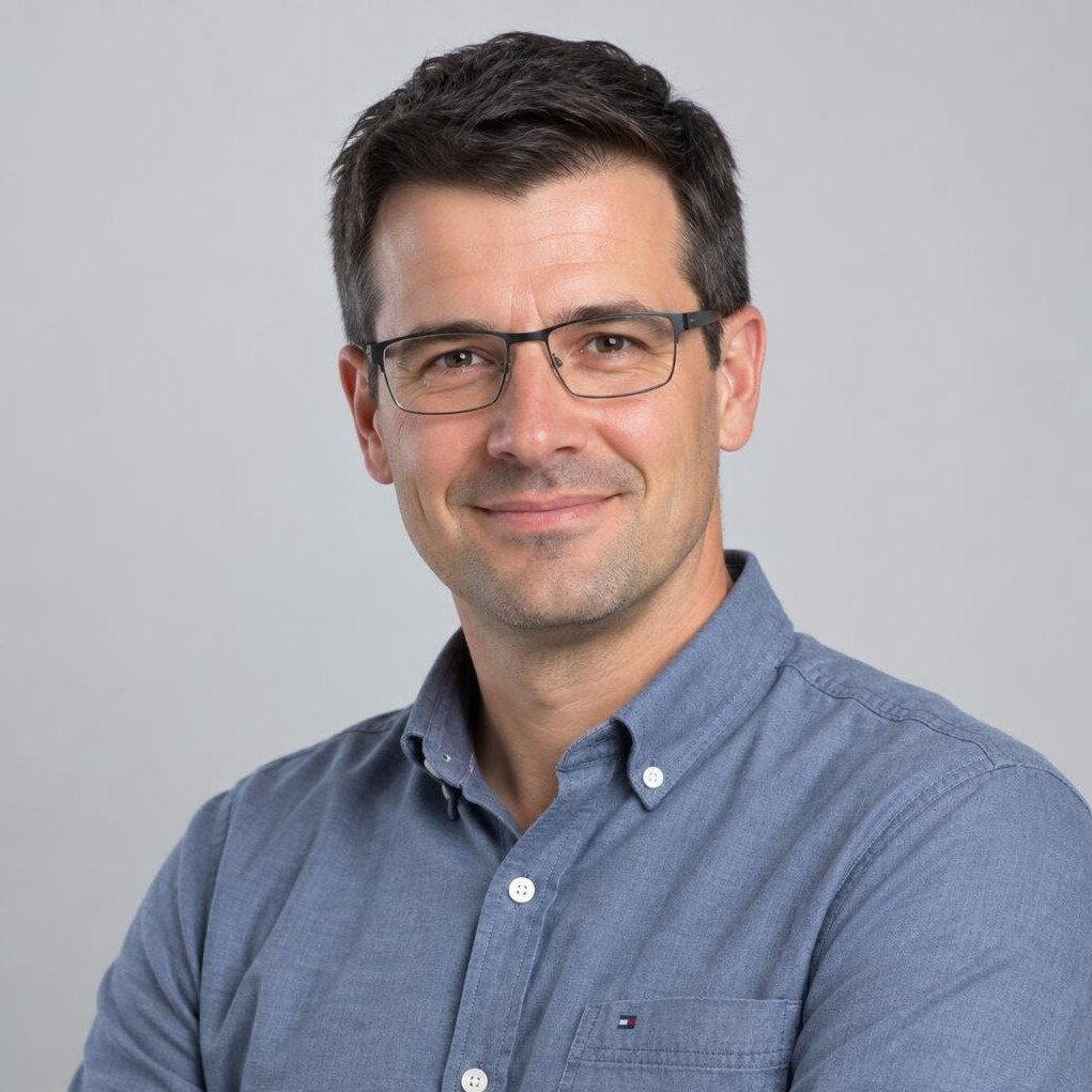 Portrait of a Slovenian man instructor with glasses