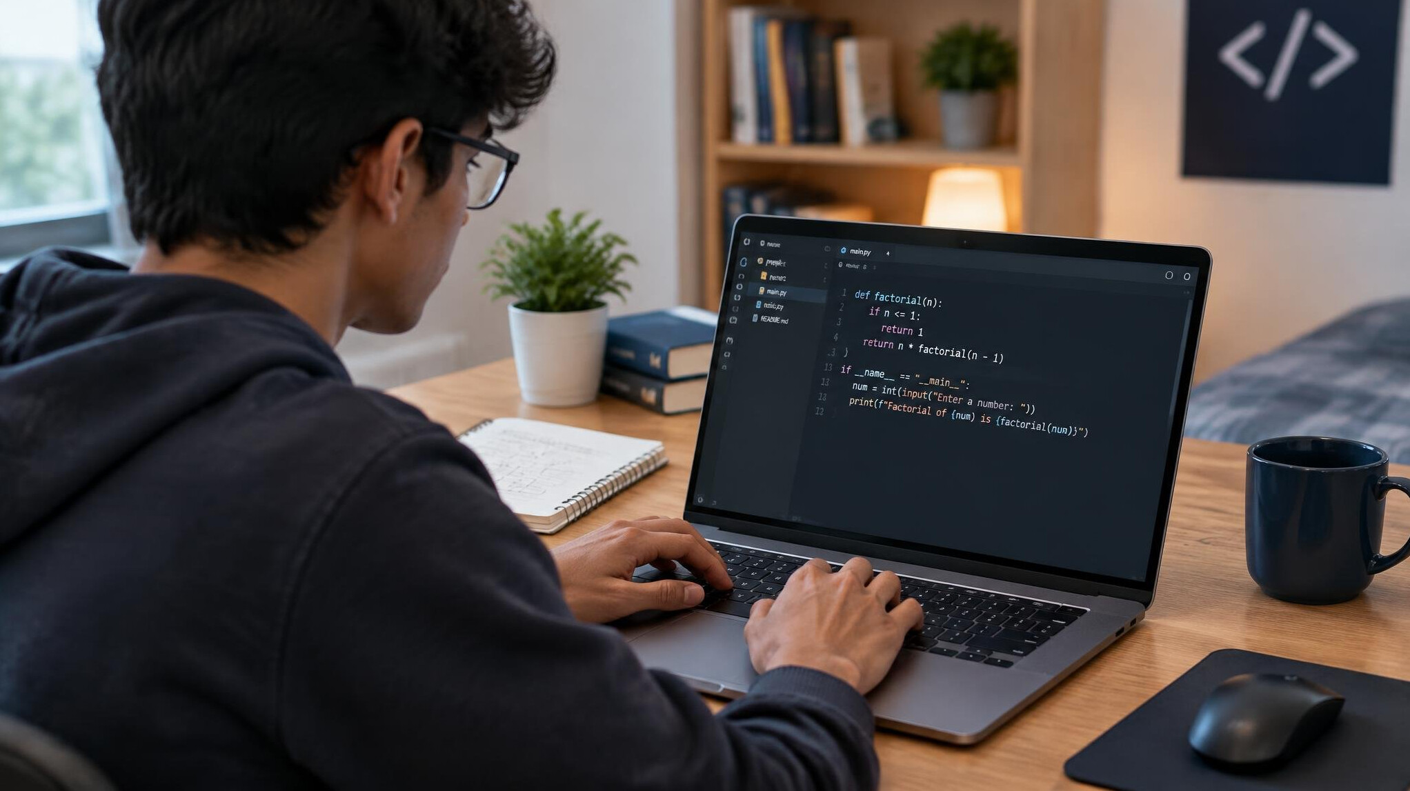 person learning coding on laptop