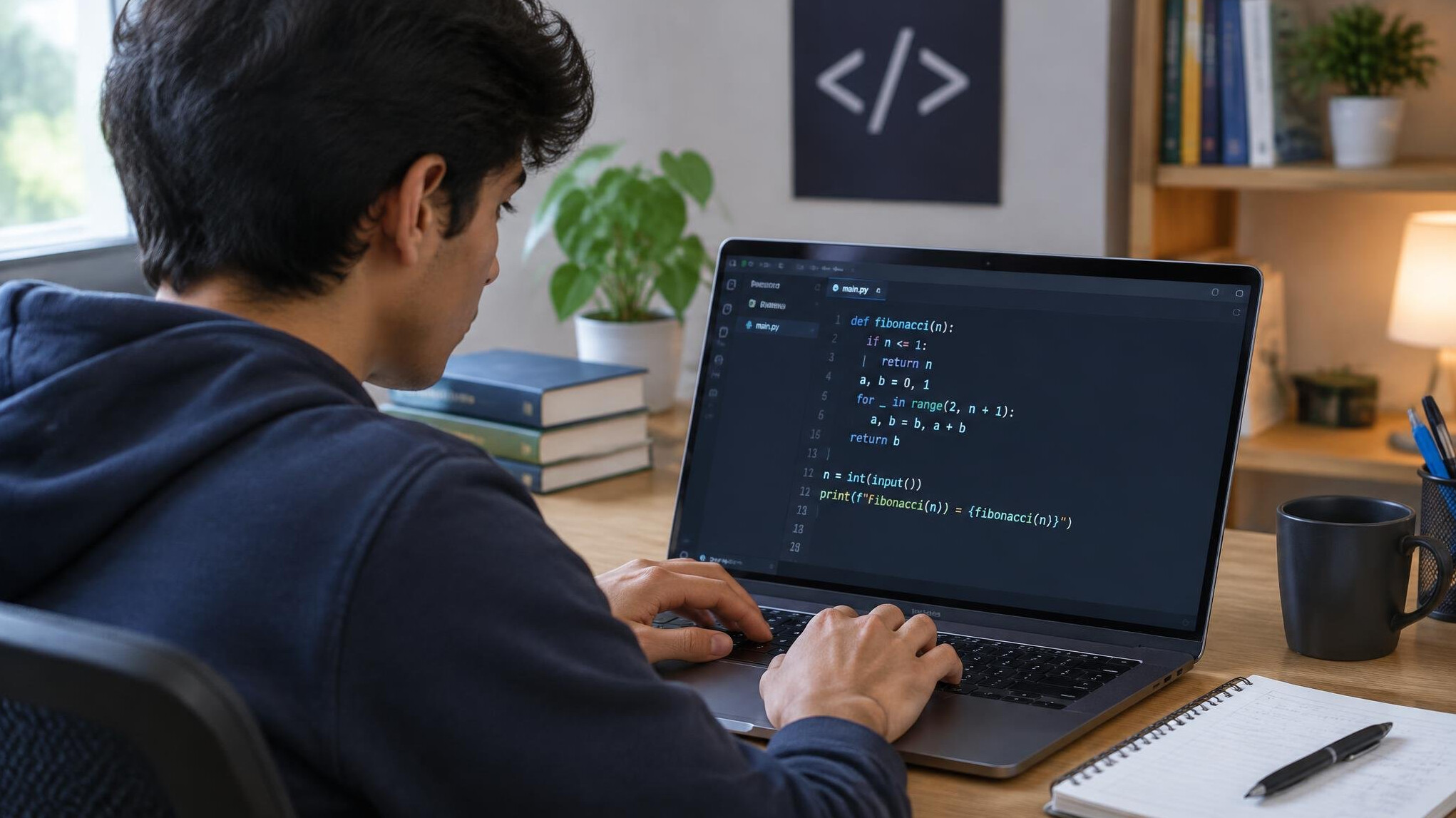 person learning coding on laptop