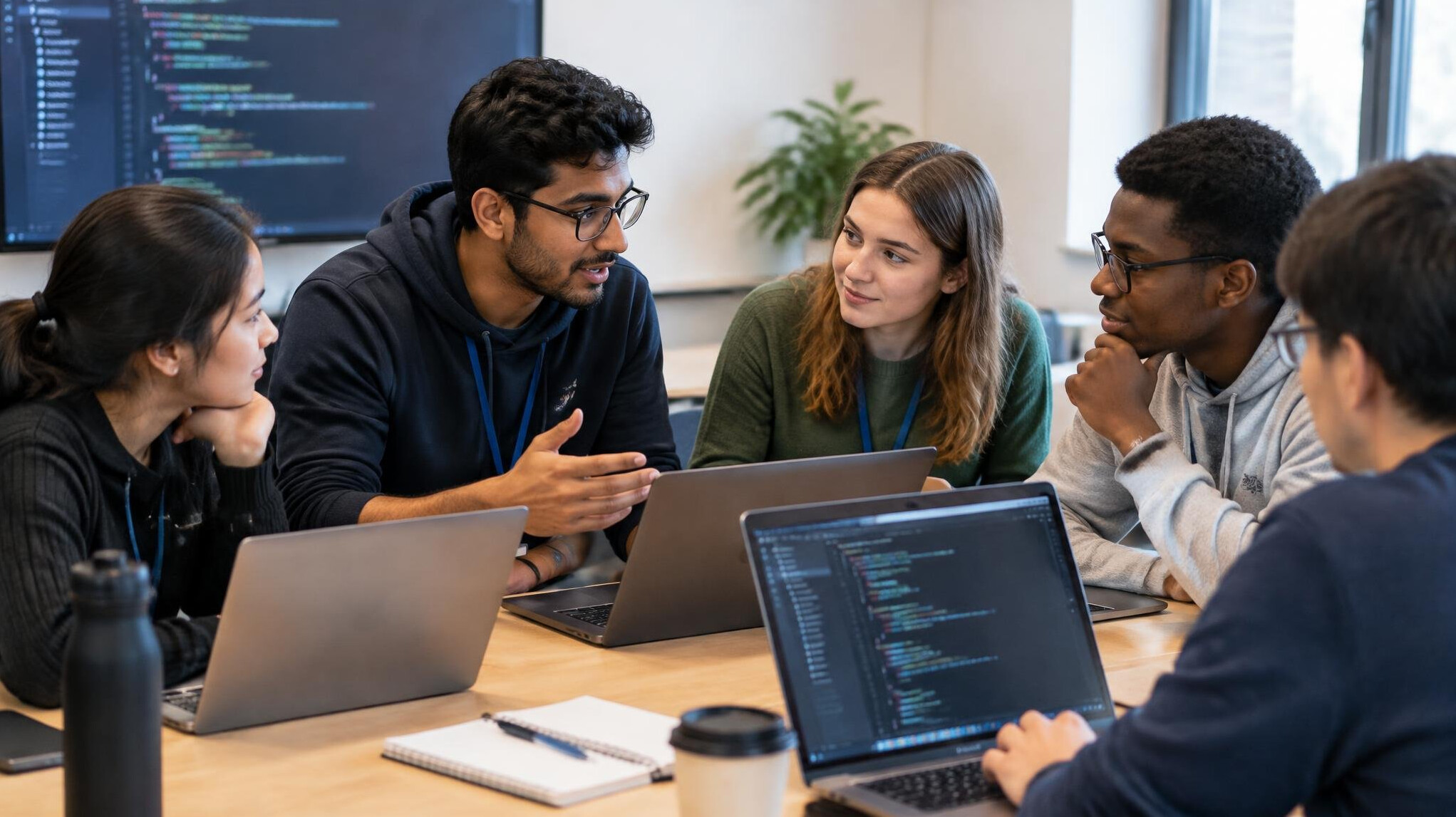 group of people discussing programming